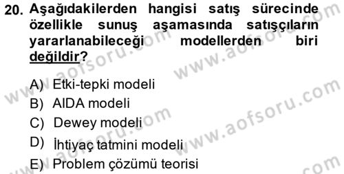 Pazarlama İletişimi Dersi 2013 - 2014 Yılı (Vize) Ara Sınav Soruları 20. Soru