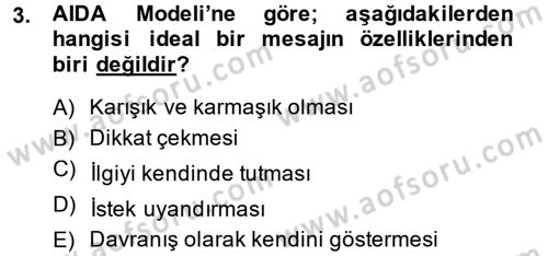 Pazarlama İletişimi Dersi 2013 - 2014 Yılı (Vize) Ara Sınav Soruları 3. Soru