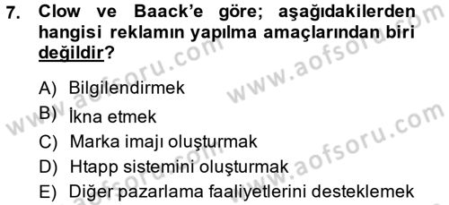 Pazarlama İletişimi Dersi 2013 - 2014 Yılı (Vize) Ara Sınav Soruları 7. Soru
