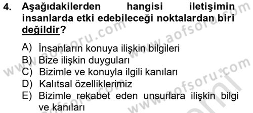 Pazarlama İletişimi Dersi 2013 - 2014 Yılı Tek Ders Sınavı 4. Soru
