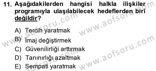 Pazarlama İletişimi Dersi 2014 - 2015 Yılı (Vize) Ara Sınav Soruları 11. Soru
