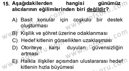 Pazarlama İletişimi Dersi 2014 - 2015 Yılı (Vize) Ara Sınav Soruları 15. Soru