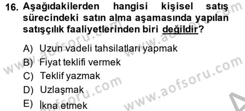 Pazarlama İletişimi Dersi 2014 - 2015 Yılı (Vize) Ara Sınav Soruları 16. Soru