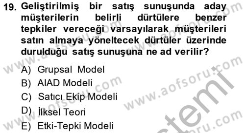 Pazarlama İletişimi Dersi 2014 - 2015 Yılı (Vize) Ara Sınav Soruları 19. Soru