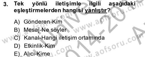 Pazarlama İletişimi Dersi 2014 - 2015 Yılı (Vize) Ara Sınav Soruları 3. Soru