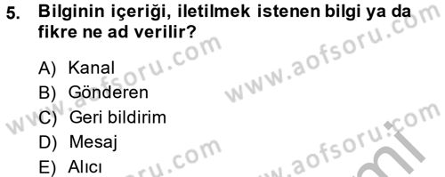 Pazarlama İletişimi Dersi 2014 - 2015 Yılı (Vize) Ara Sınav Soruları 5. Soru