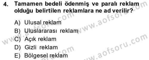 Pazarlama İletişimi Dersi 2014 - 2015 Yılı (Final) Dönem Sonu Sınav Soruları 4. Soru