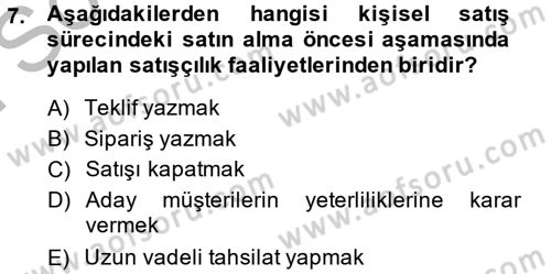 Pazarlama İletişimi Dersi 2014 - 2015 Yılı (Final) Dönem Sonu Sınav Soruları 7. Soru