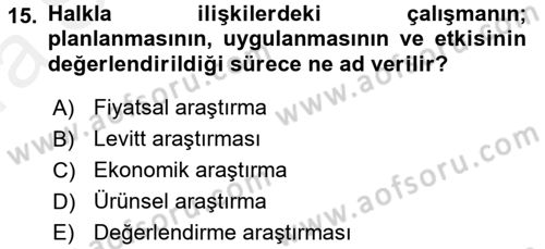 Pazarlama İletişimi Dersi 2015 - 2016 Yılı (Vize) Ara Sınav Soruları 15. Soru