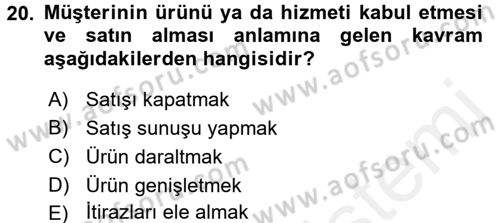 Pazarlama İletişimi Dersi 2015 - 2016 Yılı (Vize) Ara Sınav Soruları 20. Soru