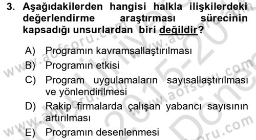 Pazarlama İletişimi Dersi 2015 - 2016 Yılı (Final) Dönem Sonu Sınav Soruları 3. Soru