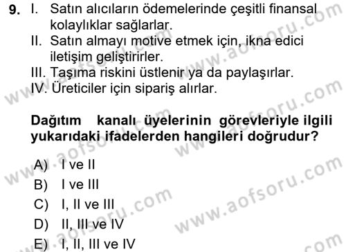 Pazarlama İletişimi Dersi 2015 - 2016 Yılı (Final) Dönem Sonu Sınav Soruları 9. Soru