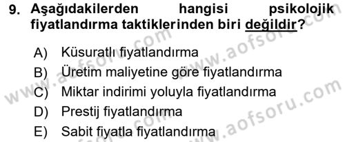 Pazarlama İletişimi Dersi 2016 - 2017 Yılı 3 Ders Sınav Soruları 9. Soru