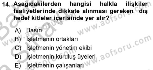 Pazarlama İletişimi Dersi 2016 - 2017 Yılı (Vize) Ara Sınav Soruları 14. Soru