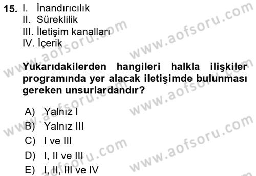 Pazarlama İletişimi Dersi 2016 - 2017 Yılı (Vize) Ara Sınav Soruları 15. Soru