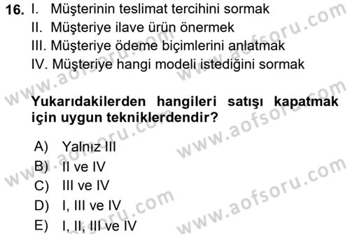 Pazarlama İletişimi Dersi 2016 - 2017 Yılı (Vize) Ara Sınav Soruları 16. Soru