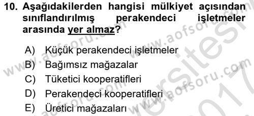 Pazarlama İletişimi Dersi 2016 - 2017 Yılı (Final) Dönem Sonu Sınav Soruları 10. Soru