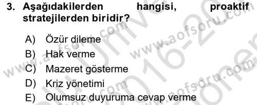 Pazarlama İletişimi Dersi 2016 - 2017 Yılı (Final) Dönem Sonu Sınav Soruları 3. Soru
