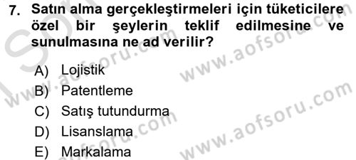 Pazarlama İletişimi Dersi 2016 - 2017 Yılı (Final) Dönem Sonu Sınav Soruları 7. Soru