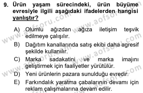 Pazarlama İletişimi Dersi 2016 - 2017 Yılı (Final) Dönem Sonu Sınav Soruları 9. Soru
