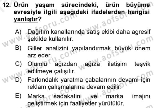Pazarlama İletişimi Dersi 2017 - 2018 Yılı 3 Ders Sınav Soruları 12. Soru