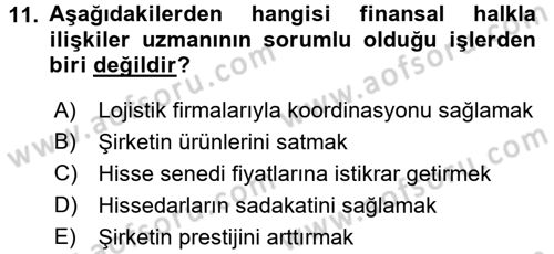 Pazarlama İletişimi Dersi 2017 - 2018 Yılı (Vize) Ara Sınav Soruları 11. Soru