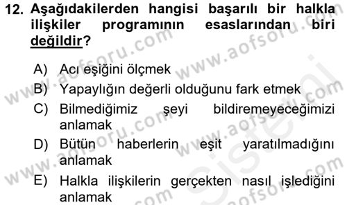 Pazarlama İletişimi Dersi 2017 - 2018 Yılı (Vize) Ara Sınav Soruları 12. Soru