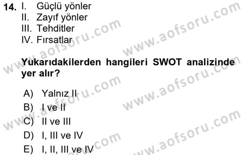 Pazarlama İletişimi Dersi 2017 - 2018 Yılı (Vize) Ara Sınav Soruları 14. Soru