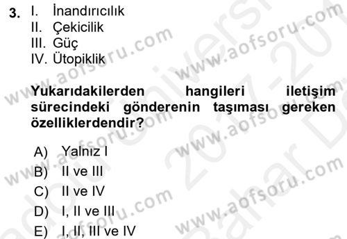 Pazarlama İletişimi Dersi 2017 - 2018 Yılı (Vize) Ara Sınav Soruları 3. Soru