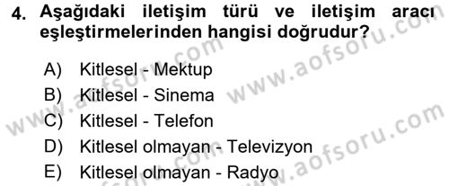 Pazarlama İletişimi Dersi 2017 - 2018 Yılı (Vize) Ara Sınav Soruları 4. Soru