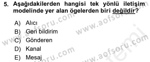 Pazarlama İletişimi Dersi 2017 - 2018 Yılı (Vize) Ara Sınav Soruları 5. Soru
