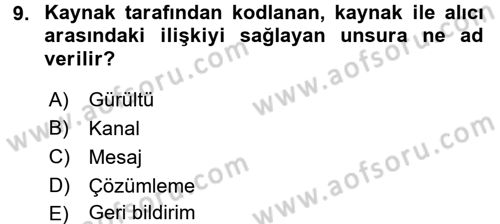Pazarlama İletişimi Dersi 2017 - 2018 Yılı (Vize) Ara Sınav Soruları 9. Soru