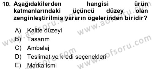 Pazarlama İletişimi Dersi 2017 - 2018 Yılı (Final) Dönem Sonu Sınav Soruları 10. Soru