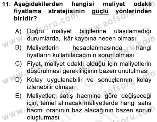 Pazarlama İletişimi Dersi 2017 - 2018 Yılı (Final) Dönem Sonu Sınav Soruları 11. Soru