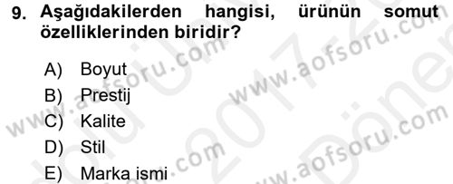 Pazarlama İletişimi Dersi 2017 - 2018 Yılı (Final) Dönem Sonu Sınav Soruları 9. Soru