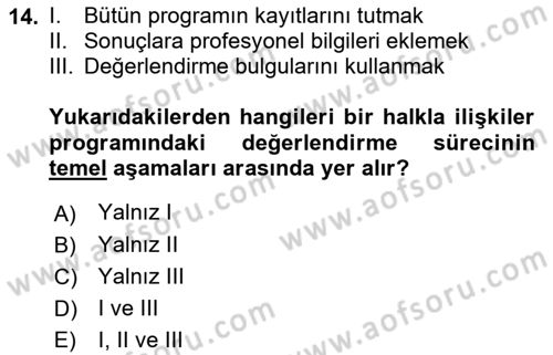 Pazarlama İletişimi Dersi 2018 - 2019 Yılı (Vize) Ara Sınav Soruları 14. Soru