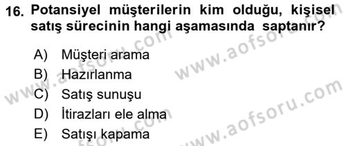 Pazarlama İletişimi Dersi 2018 - 2019 Yılı (Vize) Ara Sınav Soruları 16. Soru