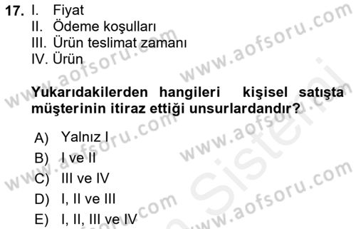 Pazarlama İletişimi Dersi 2018 - 2019 Yılı (Vize) Ara Sınav Soruları 17. Soru