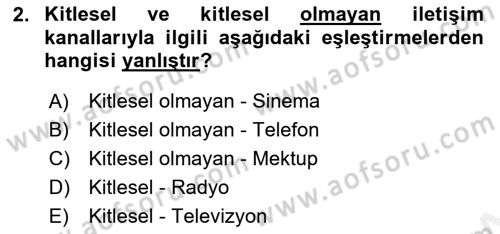 Pazarlama İletişimi Dersi 2018 - 2019 Yılı (Vize) Ara Sınav Soruları 2. Soru