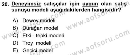 Pazarlama İletişimi Dersi 2018 - 2019 Yılı (Vize) Ara Sınav Soruları 20. Soru
