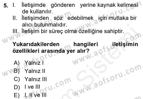 Pazarlama İletişimi Dersi 2018 - 2019 Yılı (Vize) Ara Sınav Soruları 5. Soru