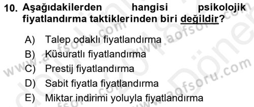 Pazarlama İletişimi Dersi 2018 - 2019 Yılı (Final) Dönem Sonu Sınav Soruları 10. Soru