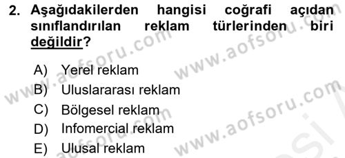 Pazarlama İletişimi Dersi 2018 - 2019 Yılı (Final) Dönem Sonu Sınav Soruları 2. Soru
