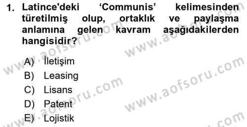 Pazarlama İletişimi Dersi 2018 - 2019 Yılı Yaz Okulu Sınav Soruları 1. Soru