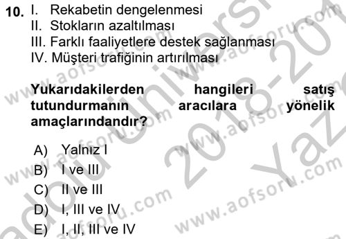 Pazarlama İletişimi Dersi 2018 - 2019 Yılı Yaz Okulu Sınav Soruları 10. Soru