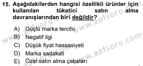 Pazarlama İletişimi Dersi 2018 - 2019 Yılı Yaz Okulu Sınav Soruları 15. Soru