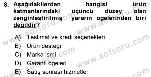 Pazarlama İletişimi Dersi 2018 - 2019 Yılı Yaz Okulu Sınav Soruları 8. Soru