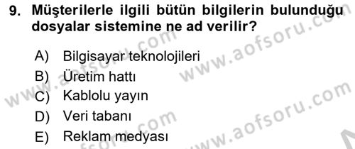 Pazarlama İletişimi Dersi 2018 - 2019 Yılı Yaz Okulu Sınav Soruları 9. Soru