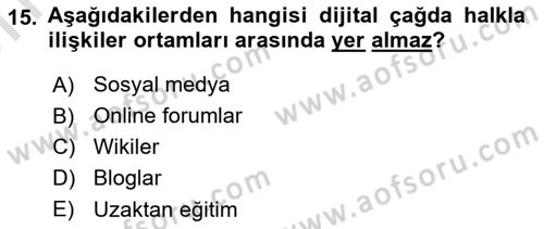 Pazarlama İletişimi Dersi 2021 - 2022 Yılı (Vize) Ara Sınav Soruları 15. Soru