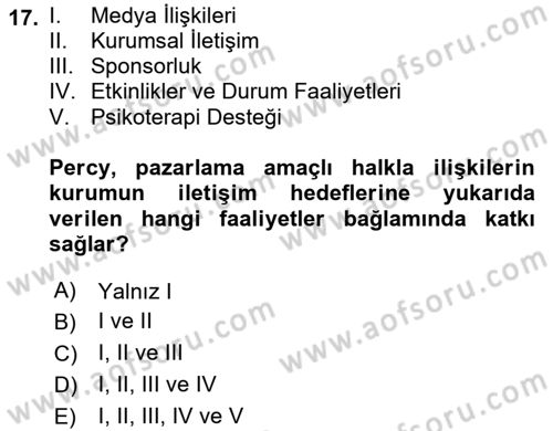 Pazarlama İletişimi Dersi 2021 - 2022 Yılı (Vize) Ara Sınav Soruları 17. Soru
